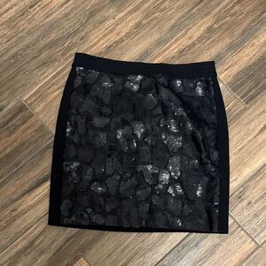 Ann Taylor Black Sequin Pencil Skirt